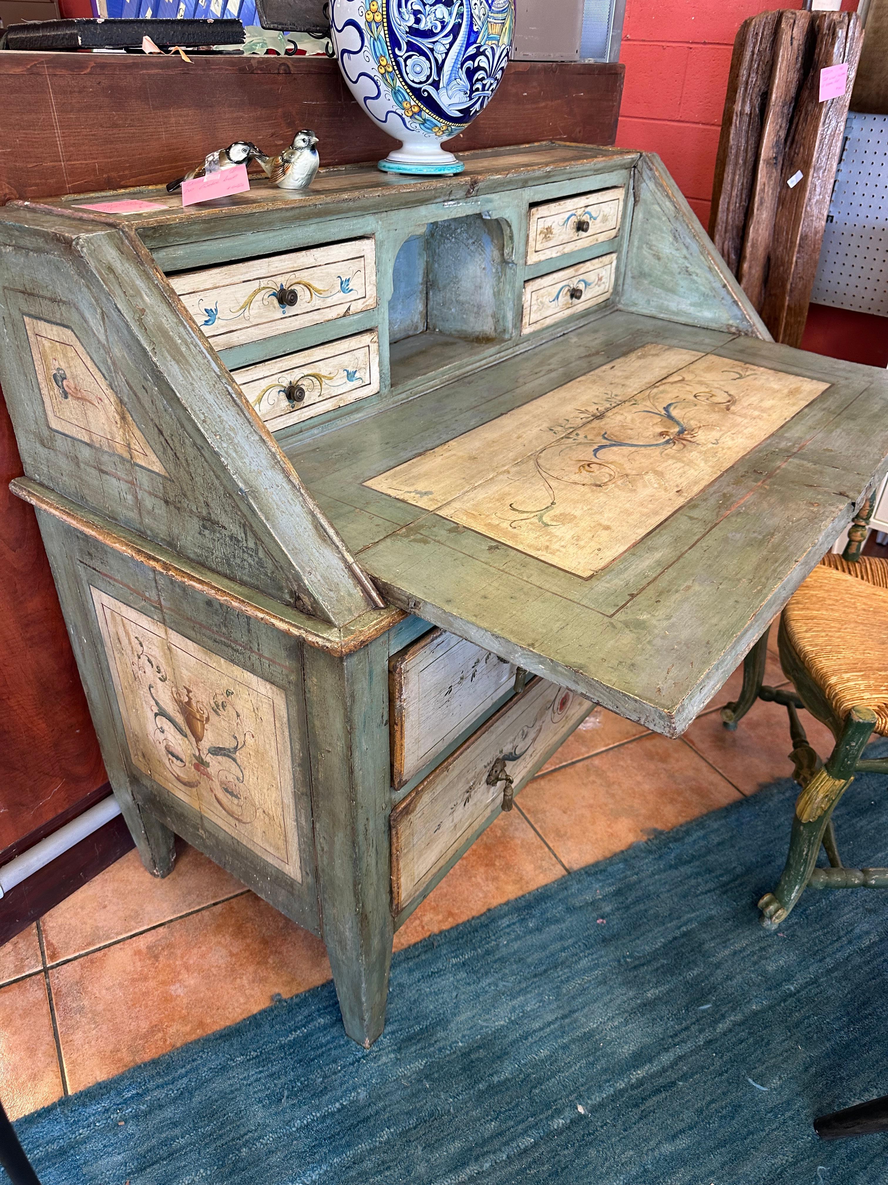 Antique Italian Neoclassical 18th Century Slant Front Desk For Sale 14