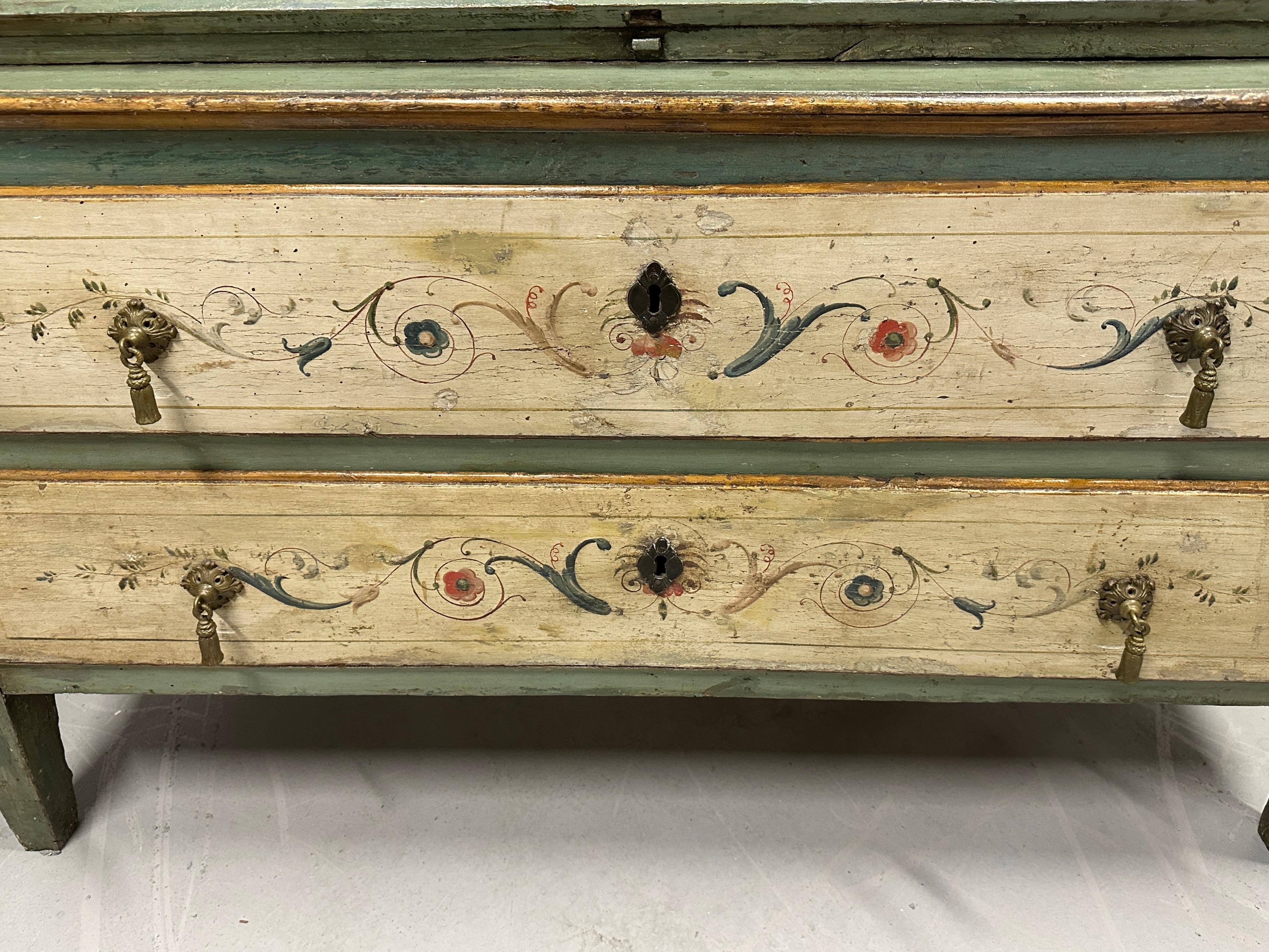 Wood Antique Italian Neoclassical 18th Century Slant Front Desk For Sale