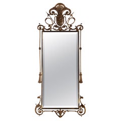 Antique Italian Neoclassical Brass Pier Mirror Long And Narrow Proportions