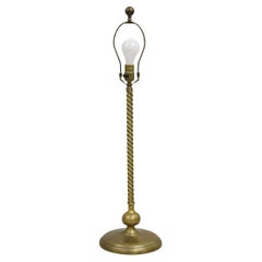 Antica lampada da tavolo a colonna a spirale in ottone neoclassico italiano