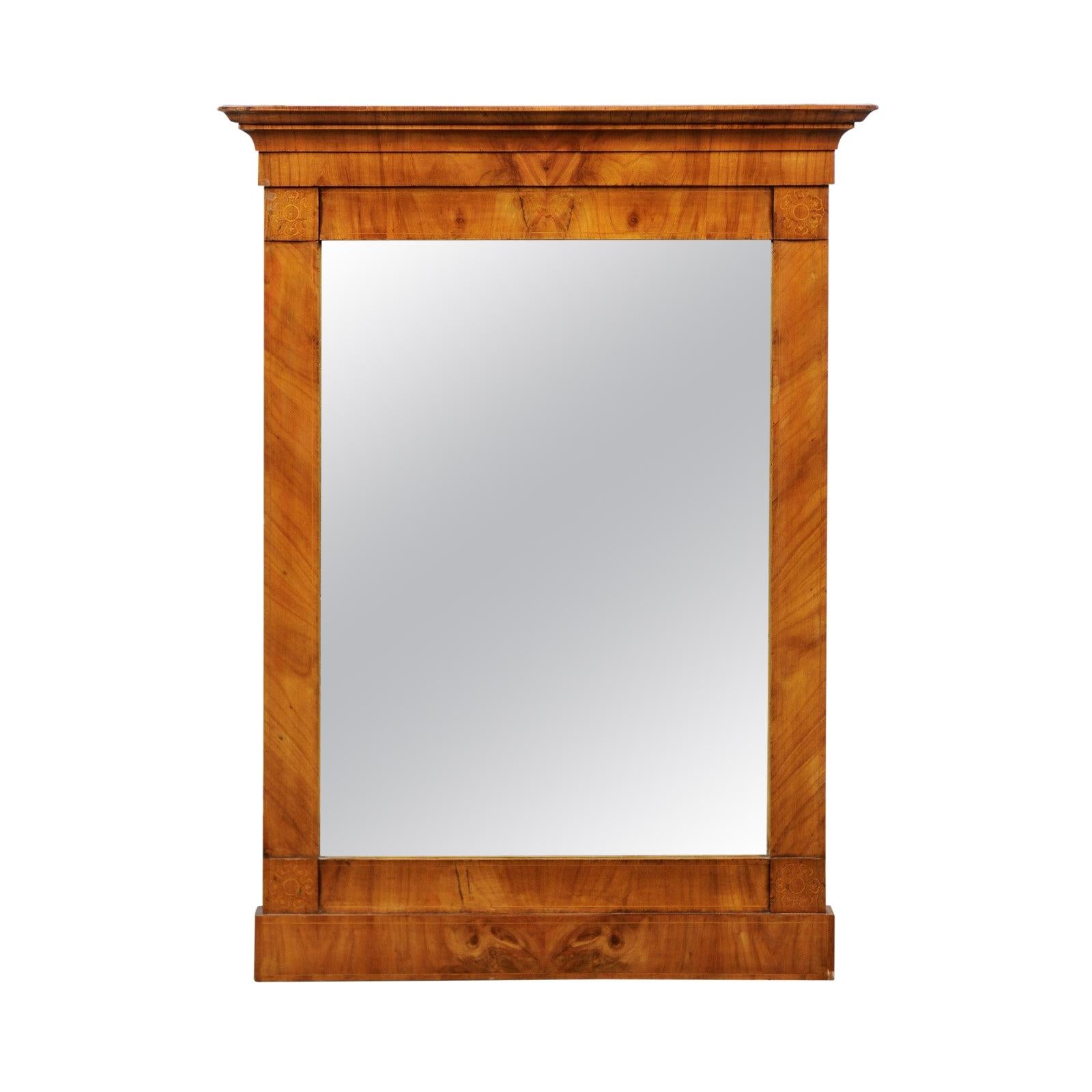 Antique Italian Neoclassical Burl wood Frame Mirror