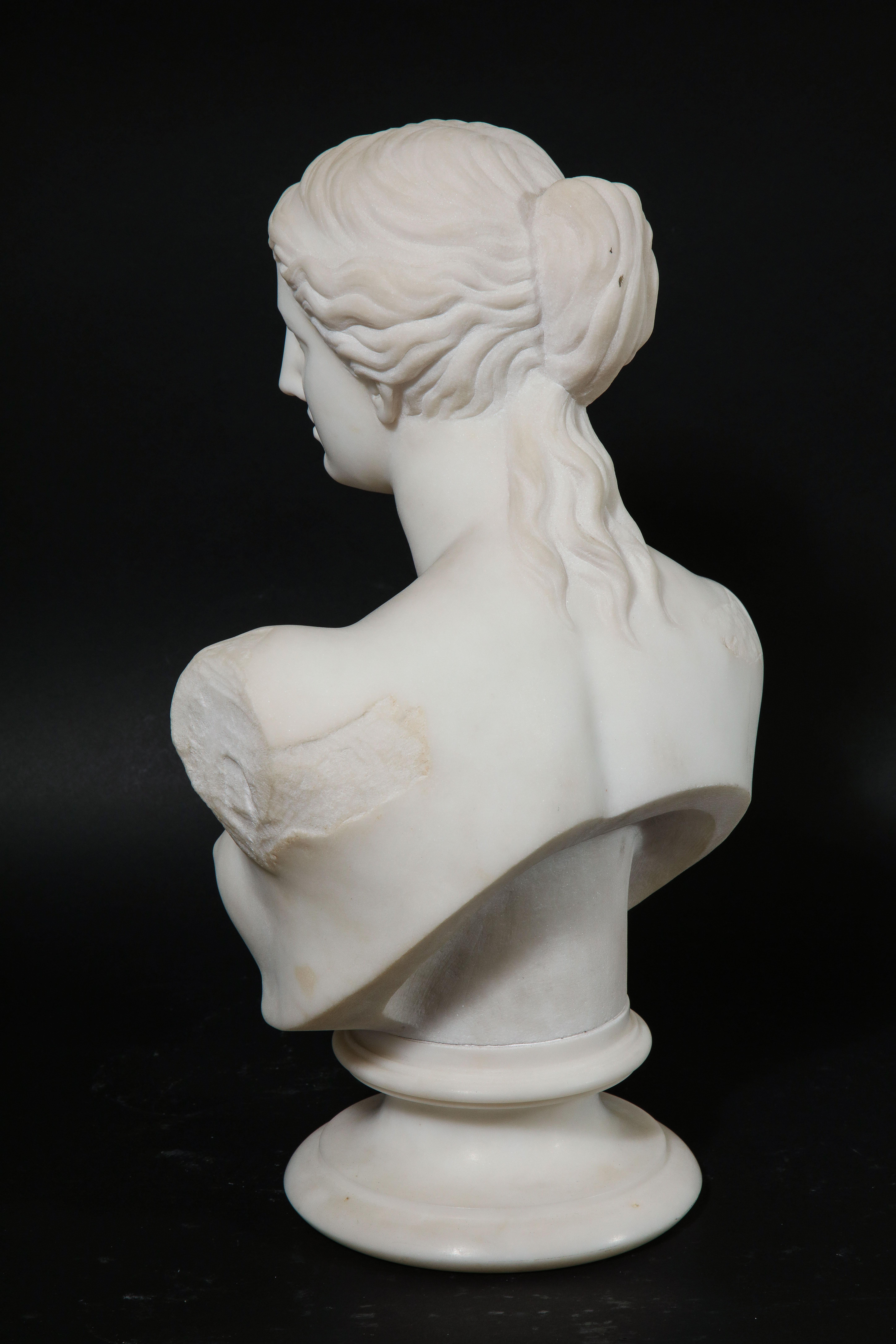 Antique Italian Neoclassical Carrara Marble Bust of Daphne, Apollo's First Love For Sale 2