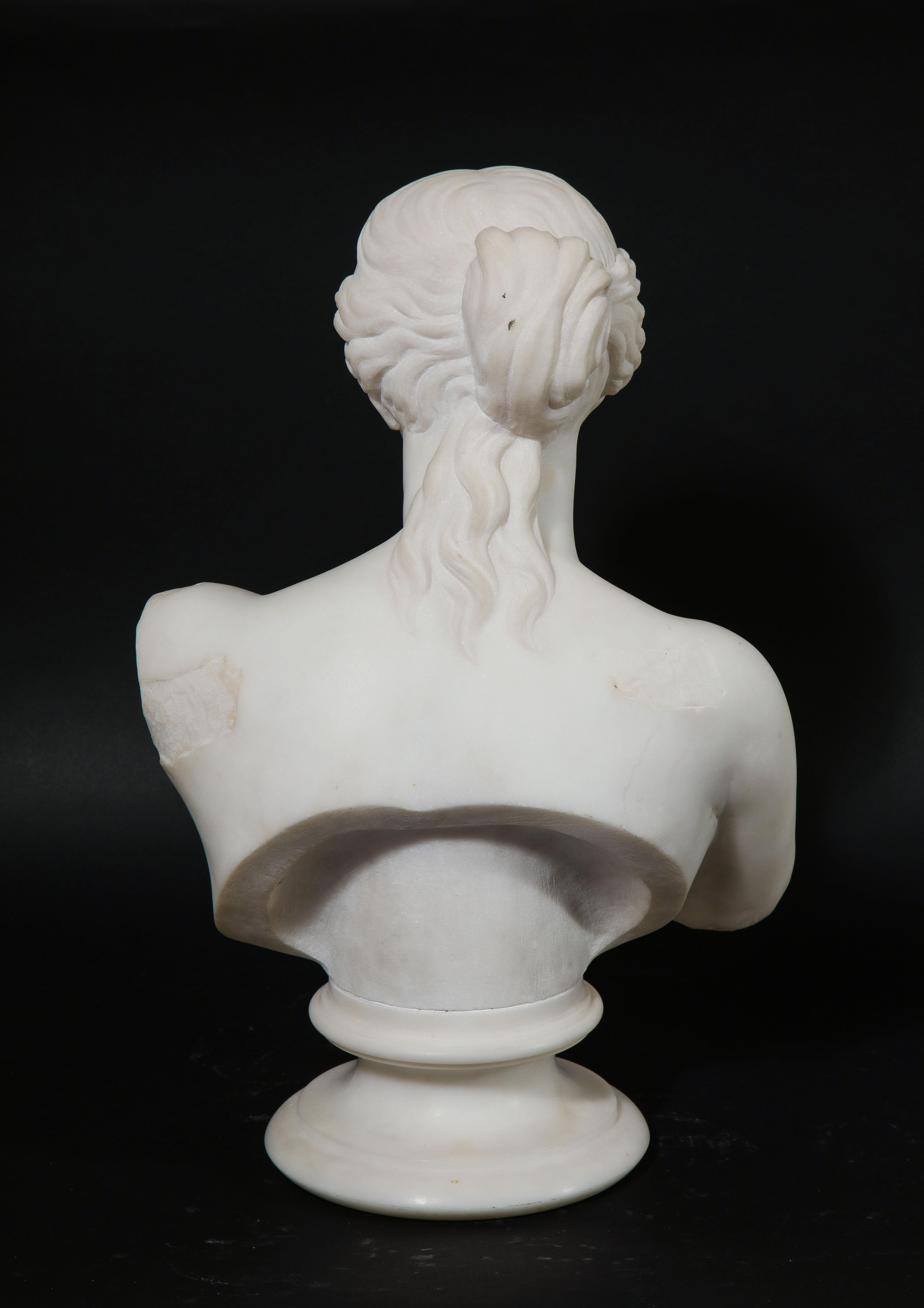 Antique Italian Neoclassical Carrara Marble Bust of Daphne, Apollo's First Love For Sale 3