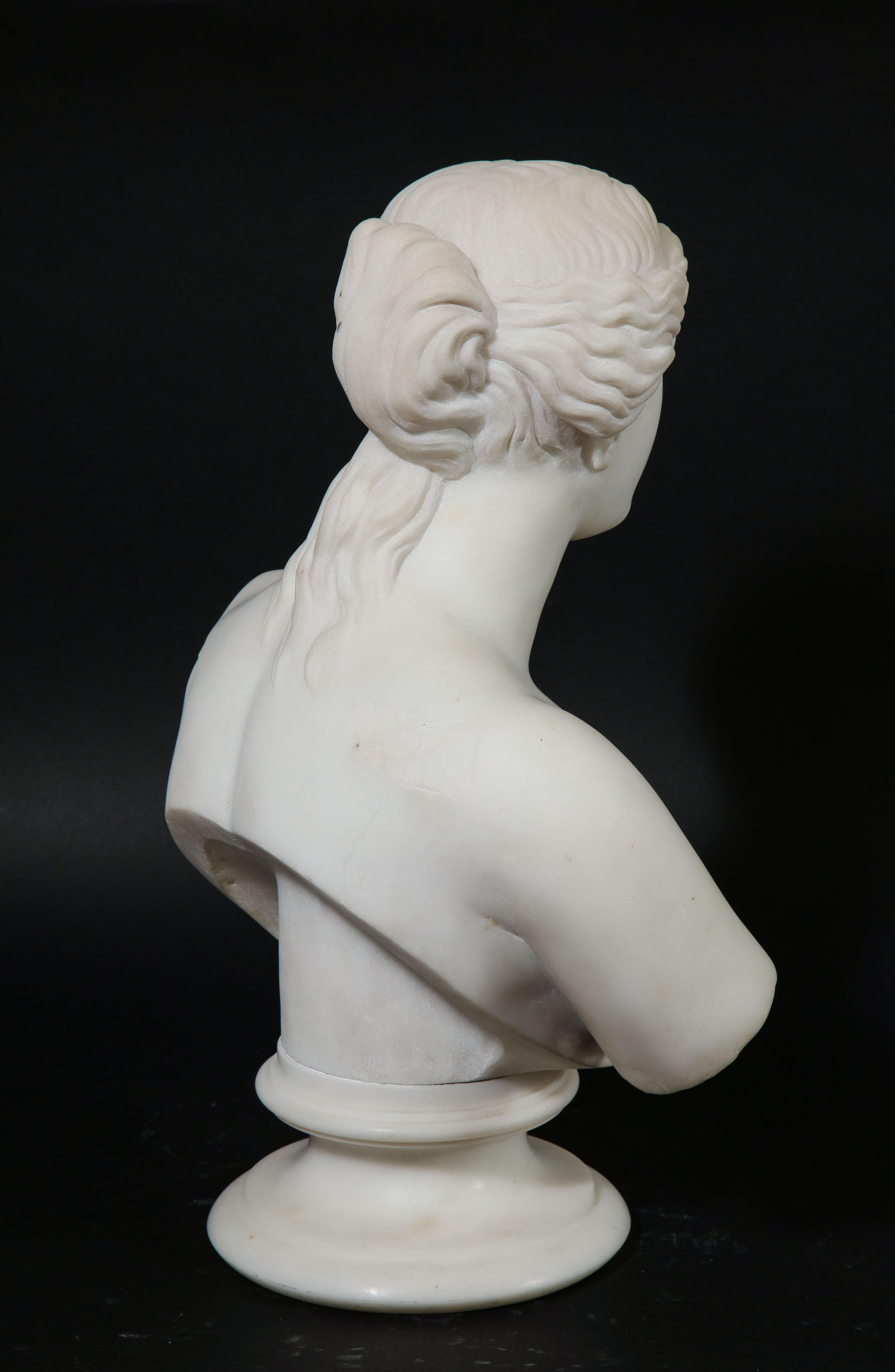 Antique Italian Neoclassical Carrara Marble Bust of Daphne, Apollo's First Love For Sale 4