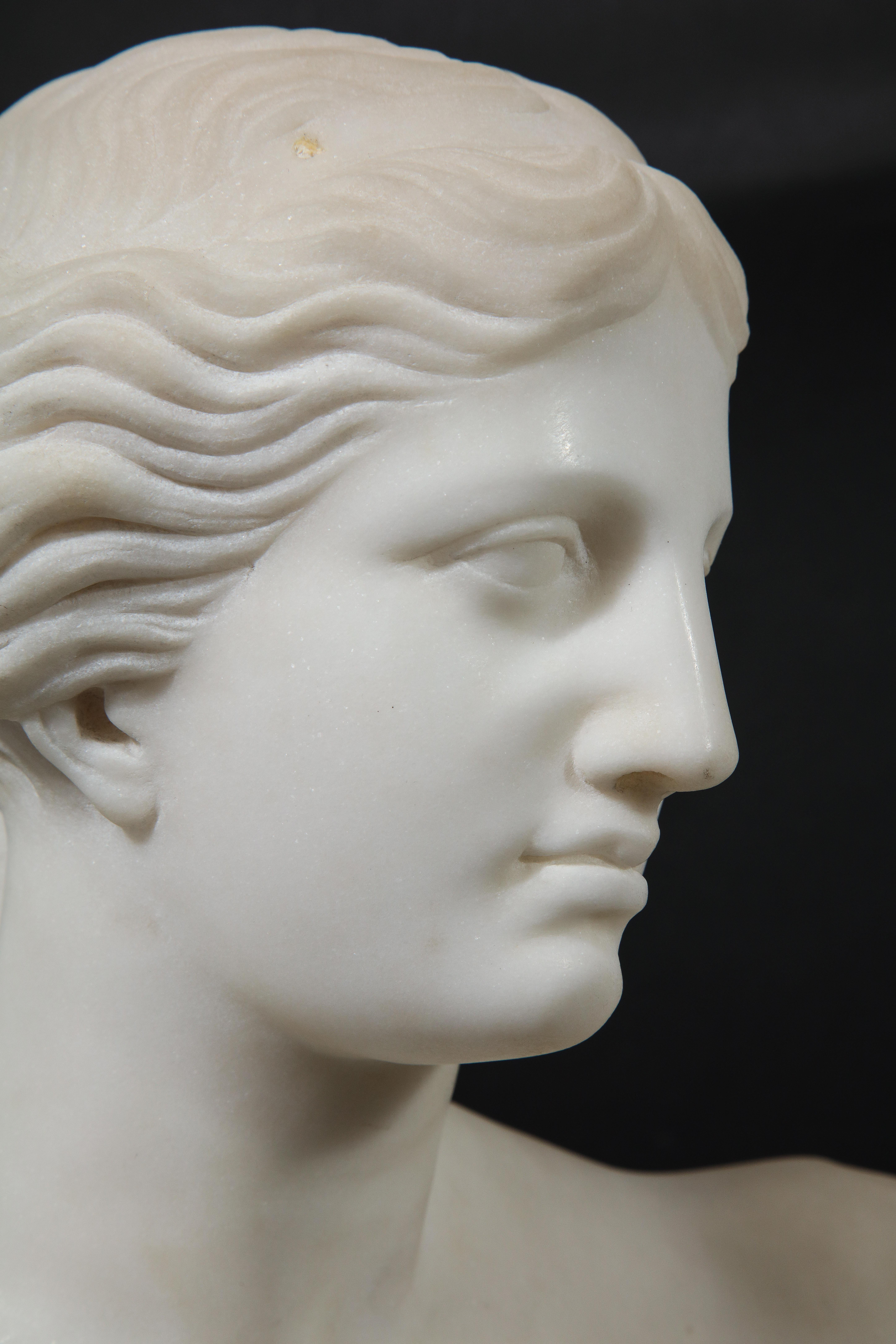 Antique Italian Neoclassical Carrara Marble Bust of Daphne, Apollo's First Love In Good Condition For Sale In New York, NY