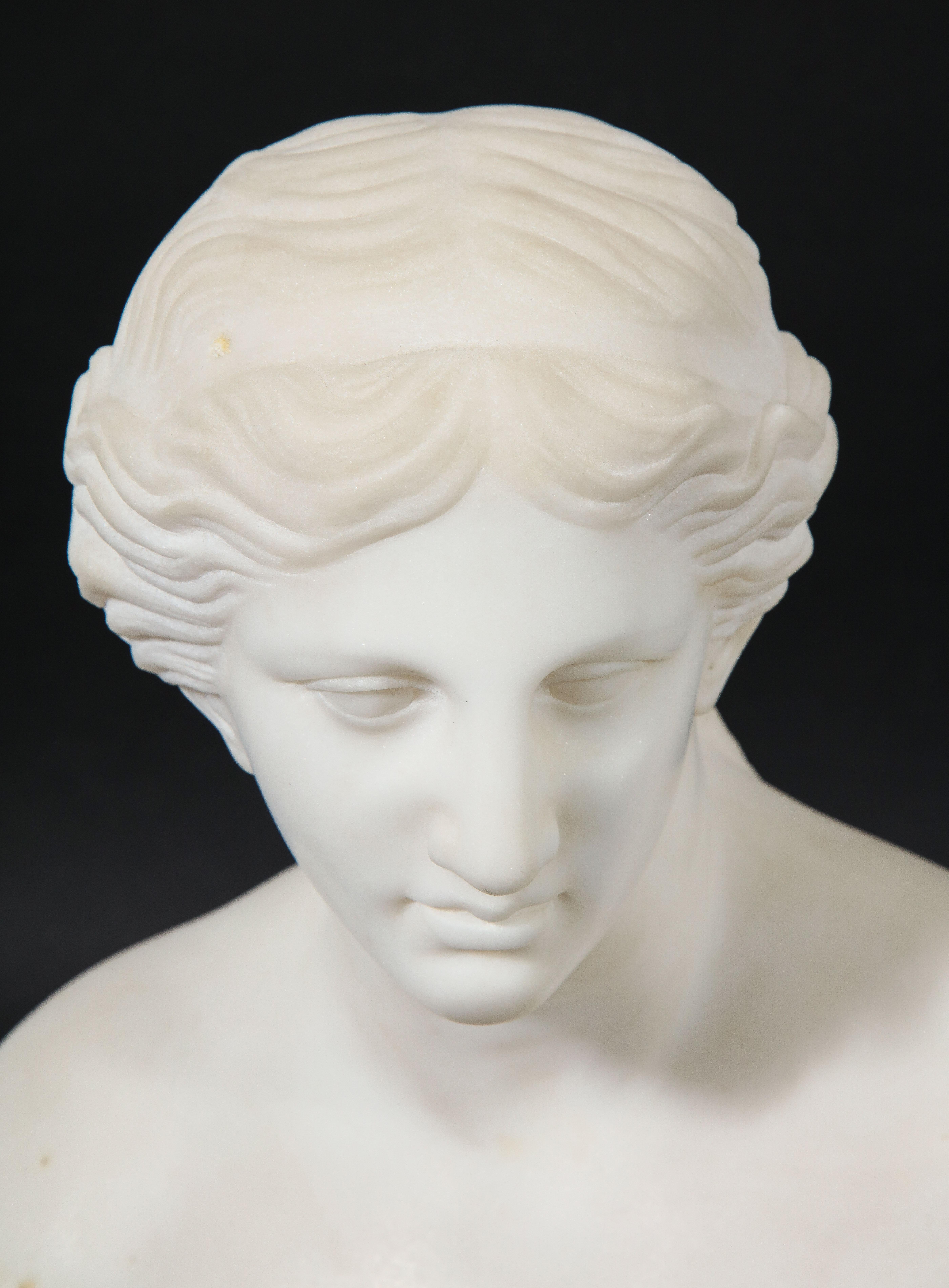 19th Century Antique Italian Neoclassical Carrara Marble Bust of Daphne, Apollo's First Love For Sale