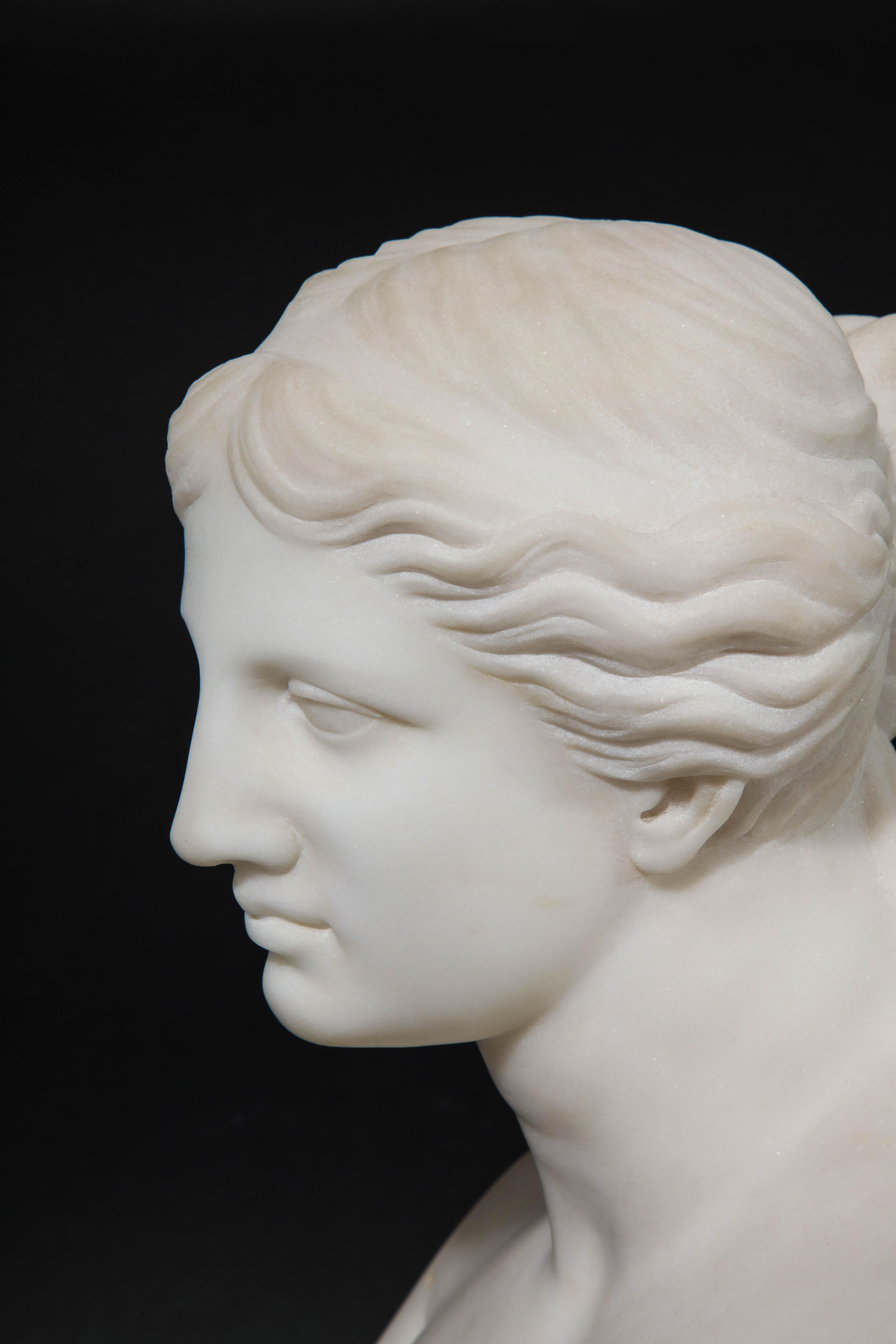 Antique Italian Neoclassical Carrara Marble Bust of Daphne, Apollo's First Love For Sale 1