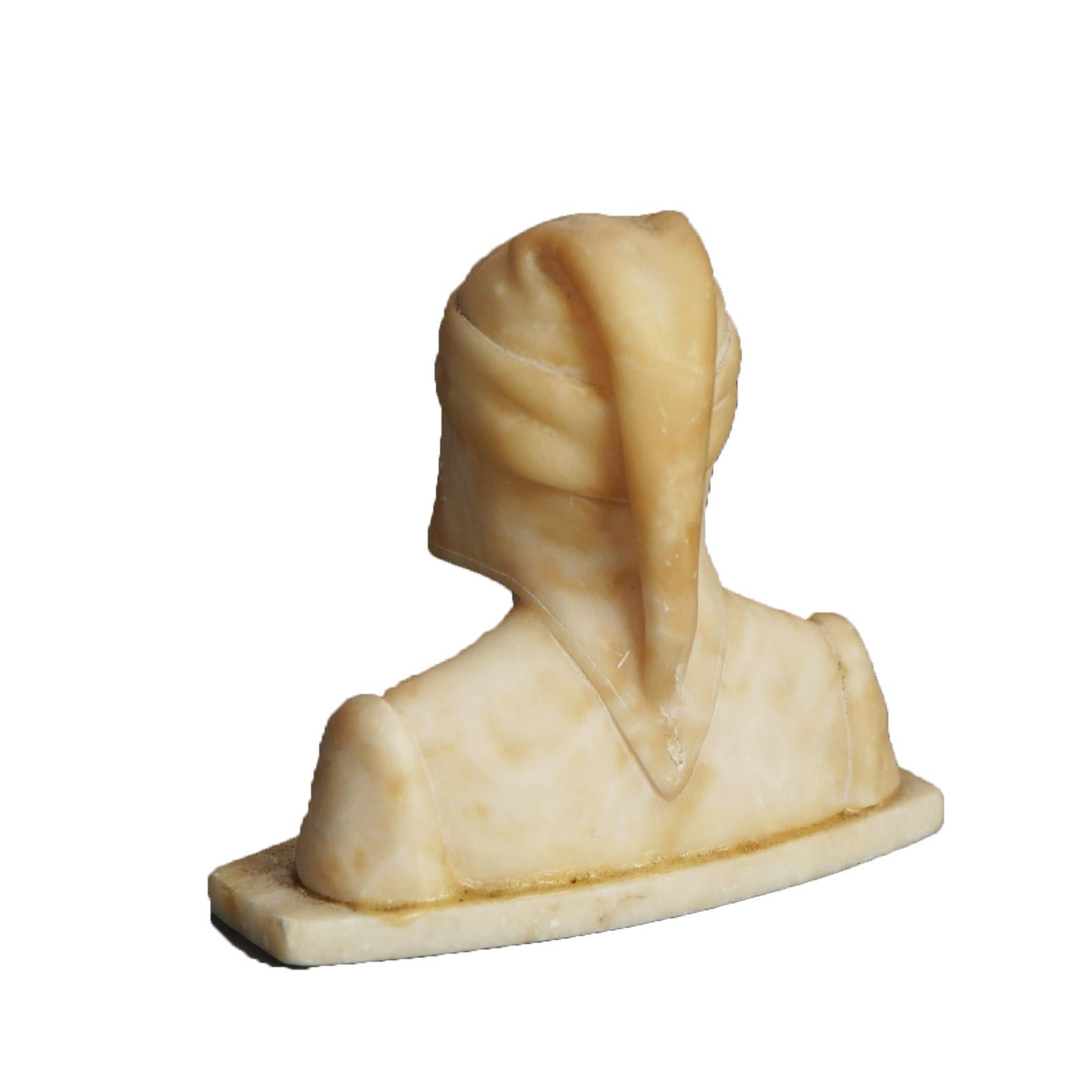 Hand-Carved Antique Italian Neoclassical Carved Alabaster Bust C1900 For Sale
