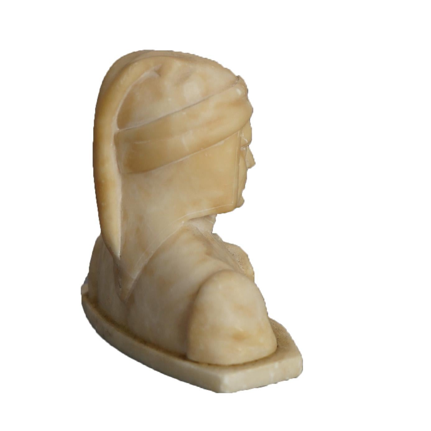 Antique Italian Neoclassical Carved Alabaster Bust C1900 In Good Condition For Sale In Big Flats, NY