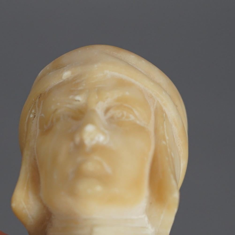 Antique Italian Neoclassical Carved Alabaster Bust C1900 For Sale 3
