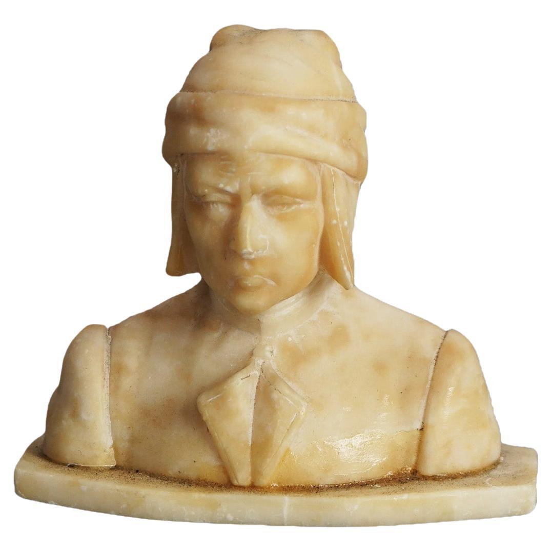 Antique Italian Neoclassical Carved Alabaster Bust C1900 For Sale