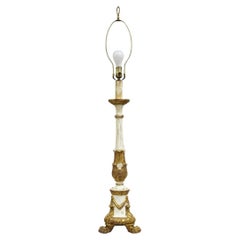 Antica lampada da tavolo neoclassica italiana intagliata in oro e legno dorato Whiting