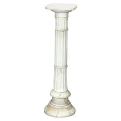 Antique Italian Neoclassical Carved Marble Sculpture Display Pedestal, 19th C