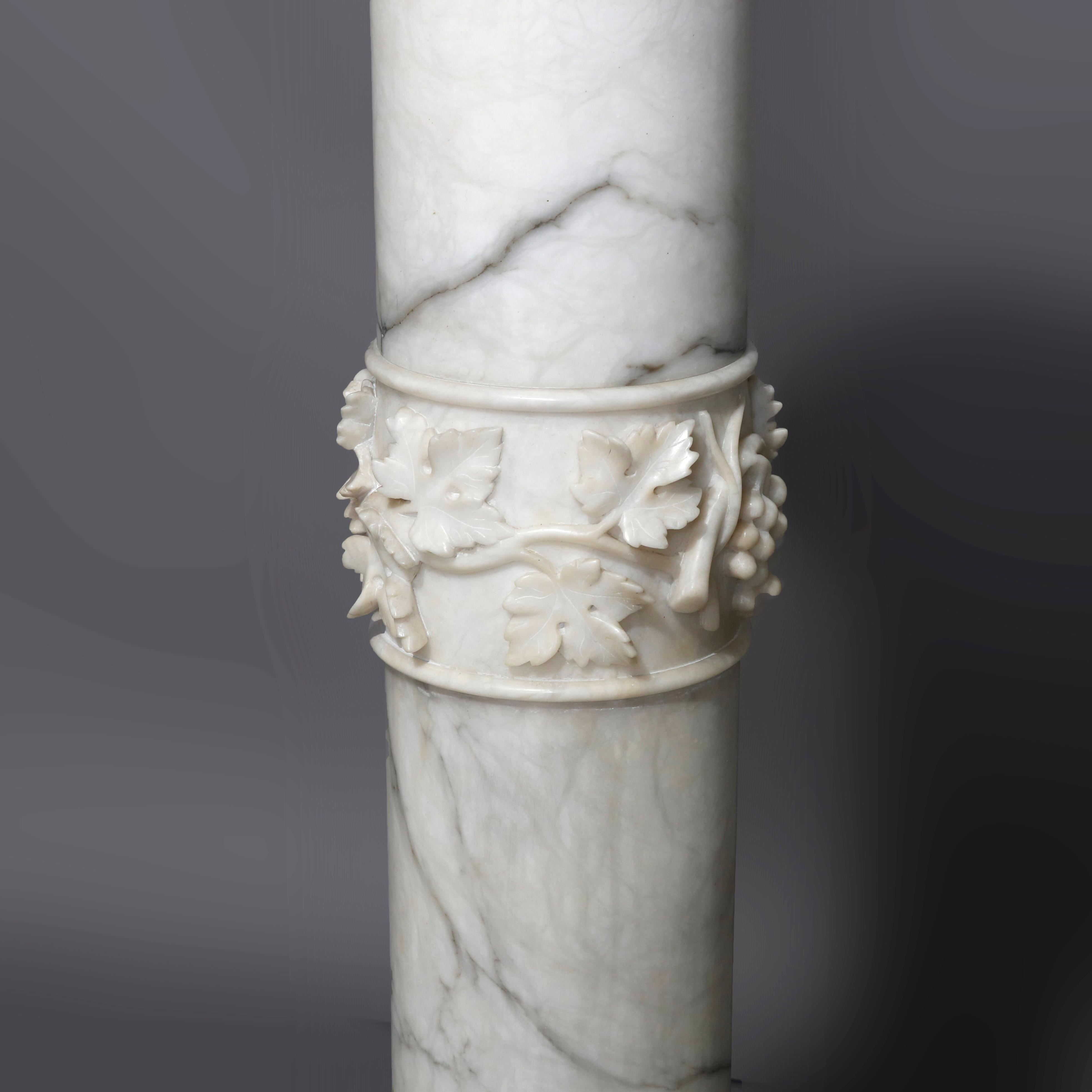 An antique Italian neoclassical sculpture display pedestal offers marble construction with Doric form having central carved grape and leaf band, circa 1890

***DELIVERY NOTICE – Due to COVID-19 we are employing NO-CONTACT PRACTICES in the transfer