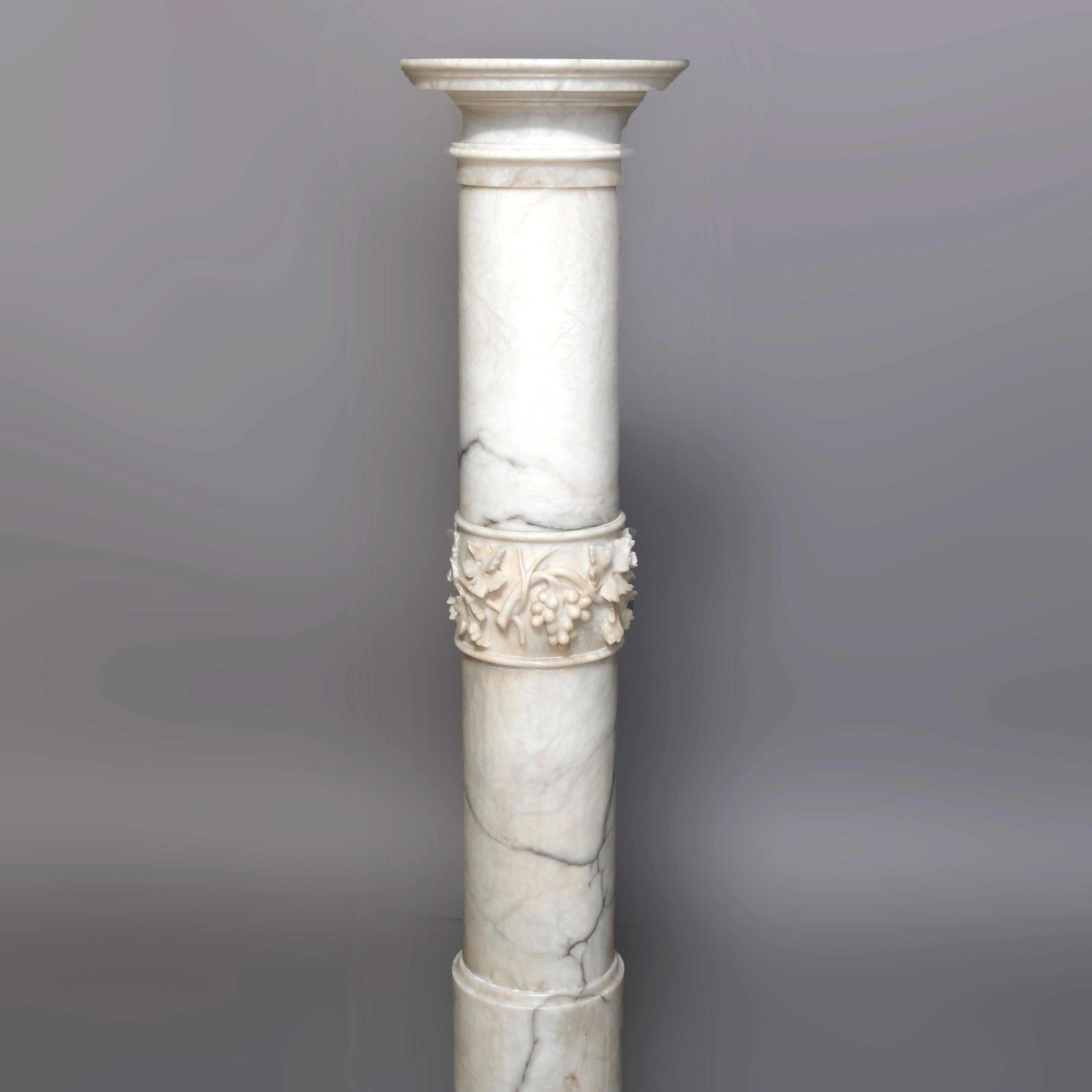 Classical Greek Antique Italian Neoclassical Carved Marble Sculpture Display Pedestal circa 1890