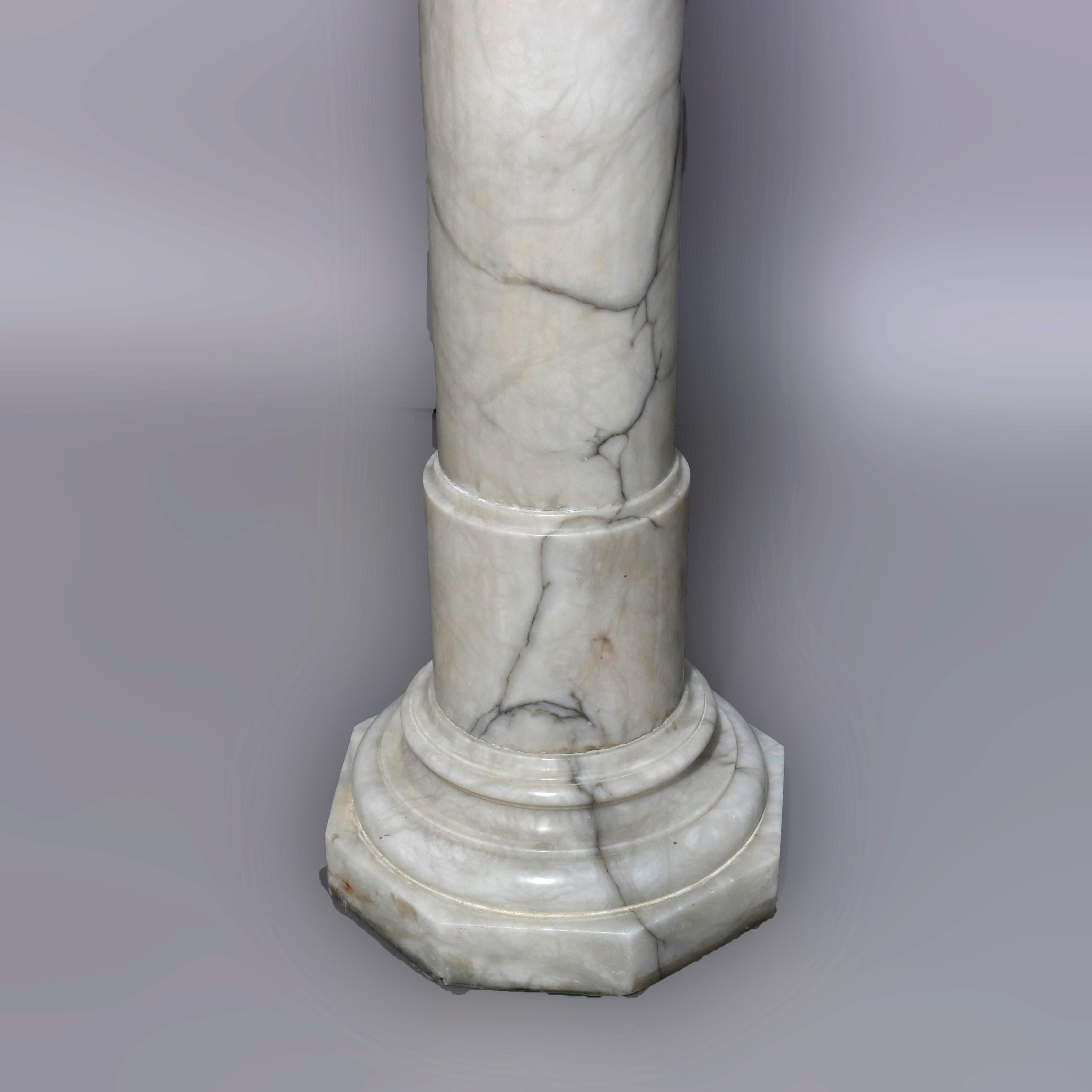 Antique Italian Neoclassical Carved Marble Sculpture Display Pedestal circa 1890 In Good Condition In Big Flats, NY