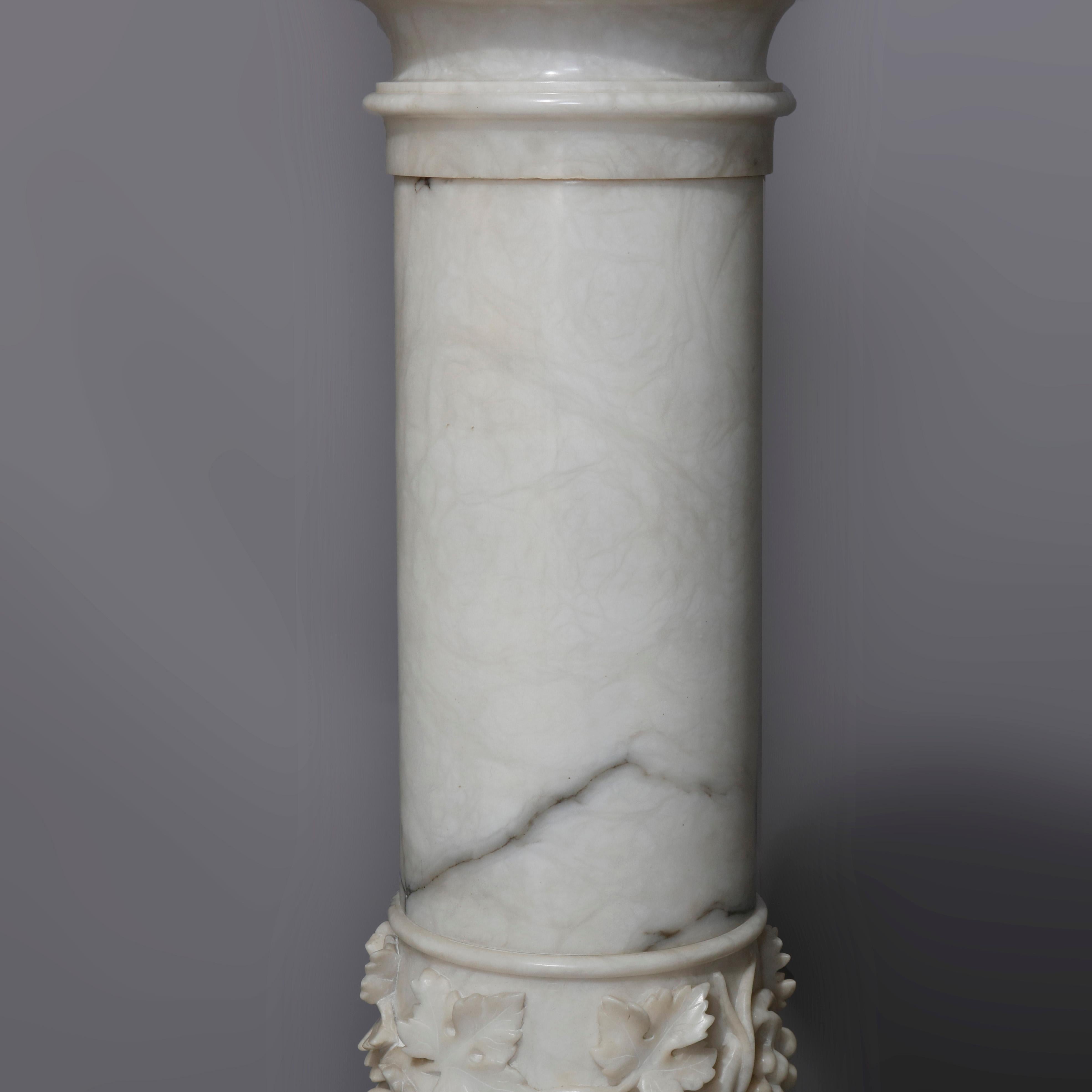Antique Italian Neoclassical Carved Marble Sculpture Display Pedestal circa 1890 1