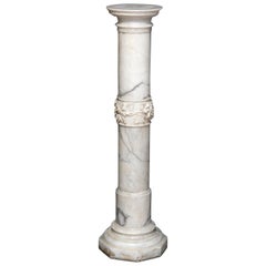 Antique Italian Neoclassical Carved Marble Sculpture Display Pedestal circa 1890