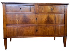 Antique Italian Neoclassical Cherry Commode With Veneer And Ebonized Trim