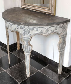 Antique Italian Neoclassical Demilune Side Table from circa 1800