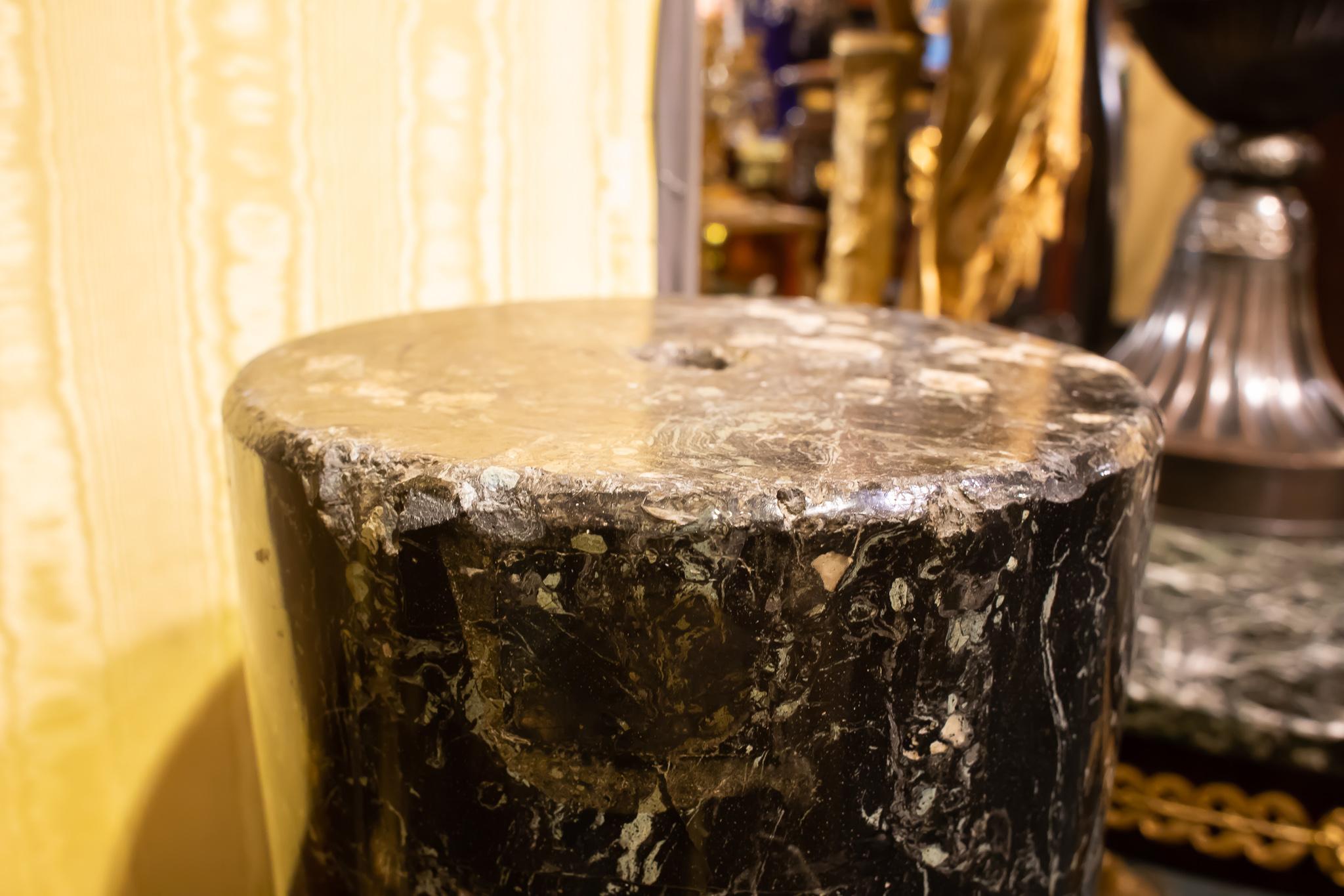 Antique Italian  Neoclassical  Faux Marble Pedestal In Fair Condition For Sale In New York, NY