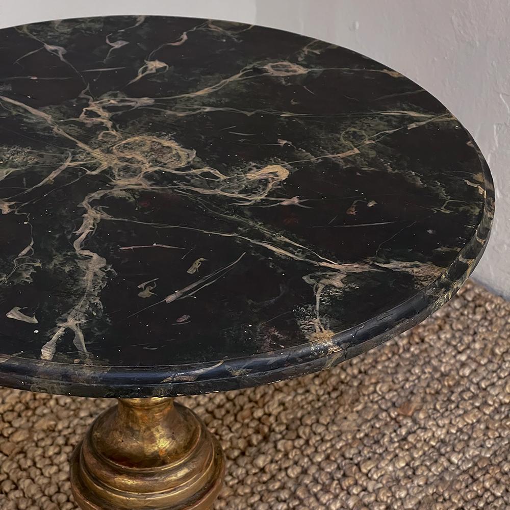 Antique Italian Neoclassical Gilded Faux-Marble Lamp Table For Sale 4