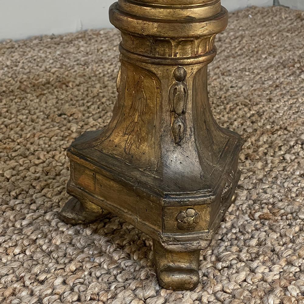 Antique Italian Neoclassical Gilded Faux-Marble Lamp Table For Sale 6