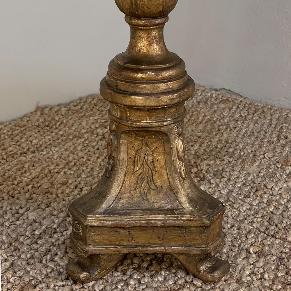 Antique Italian Neoclassical Gilded Faux-Marble Lamp Table For Sale 1