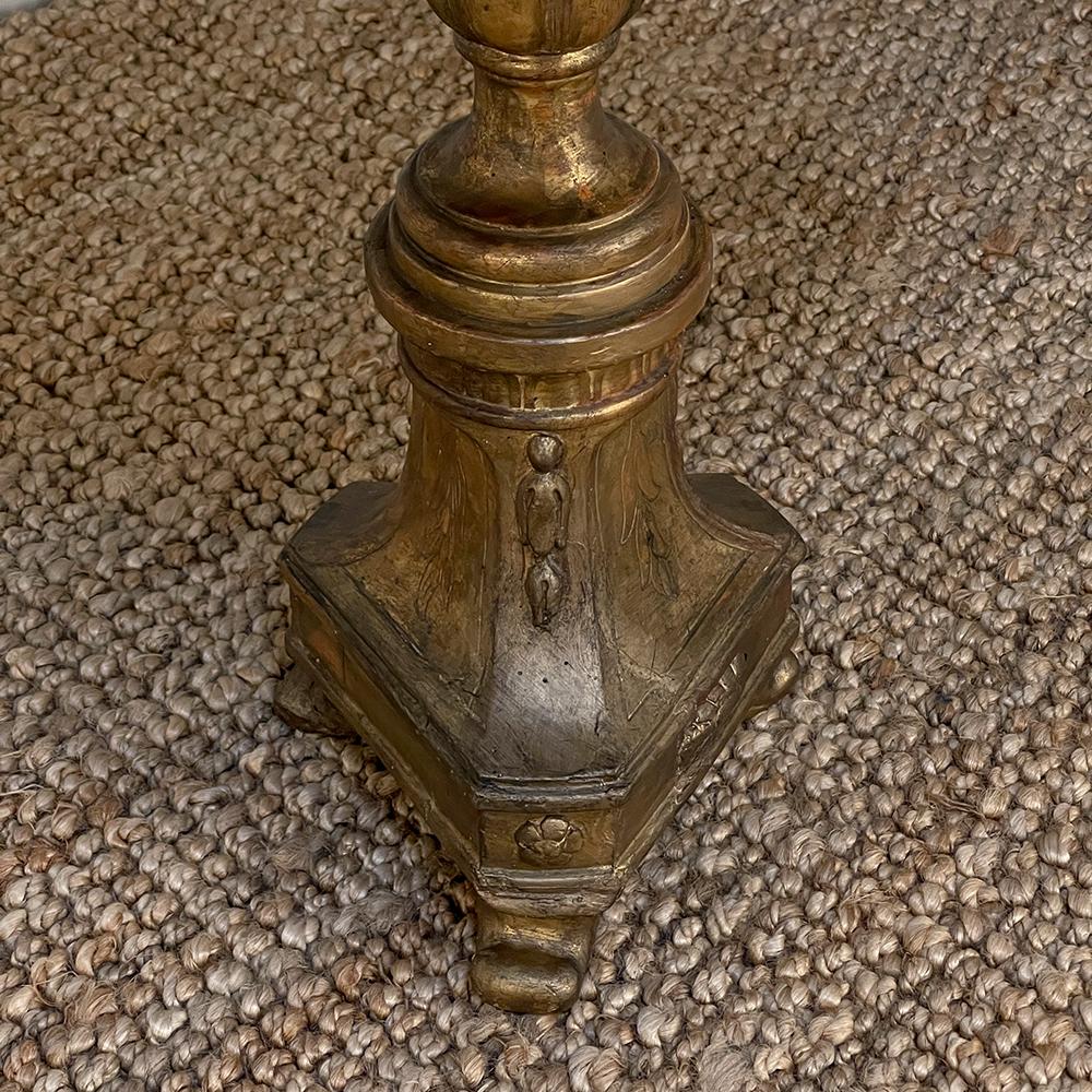 Antique Italian Neoclassical Gilded Faux-Marble Lamp Table For Sale 2