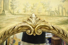 Antique Italian Neoclassical Giltwood Hand Painted 59" Trumeau Wall Mirror