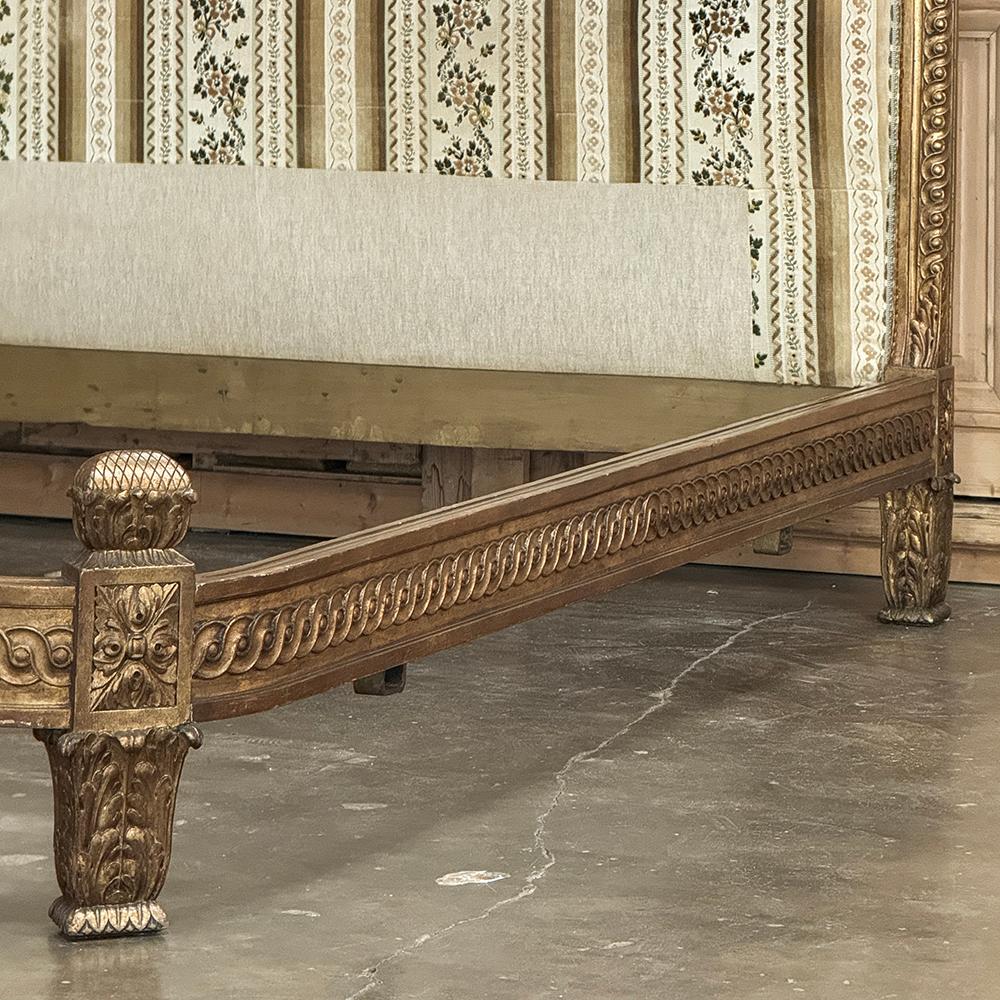 Antique Italian Neoclassical Giltwood QUEEN Bed For Sale 9