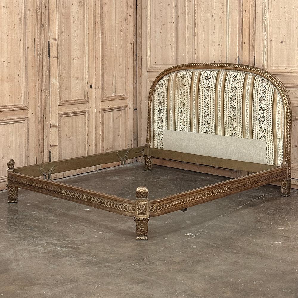 Hand-Crafted Antique Italian Neoclassical Giltwood QUEEN Bed For Sale