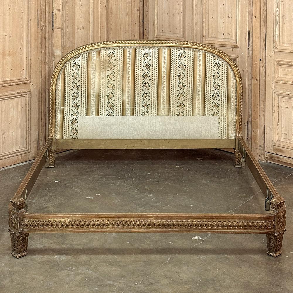 20th Century Antique Italian Neoclassical Giltwood QUEEN Bed For Sale