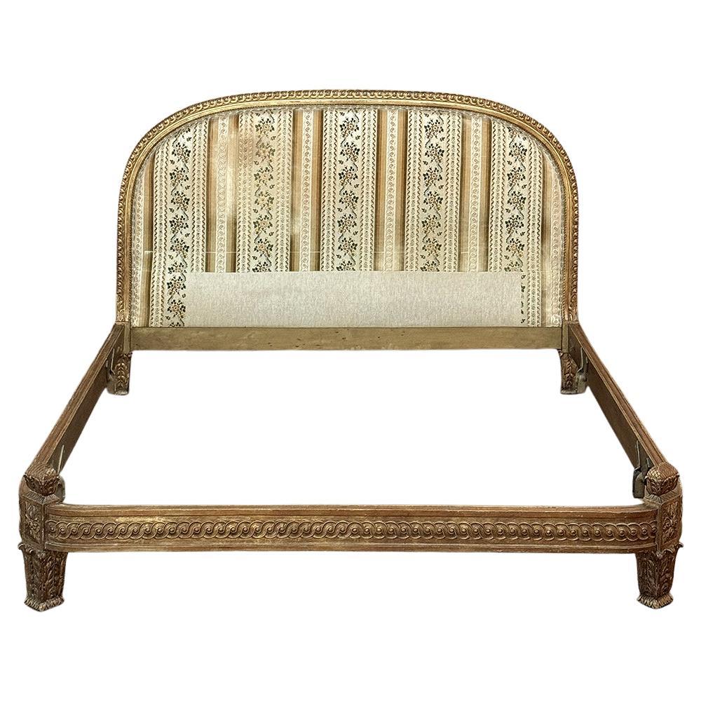Antique Italian Neoclassical Giltwood QUEEN Bed For Sale