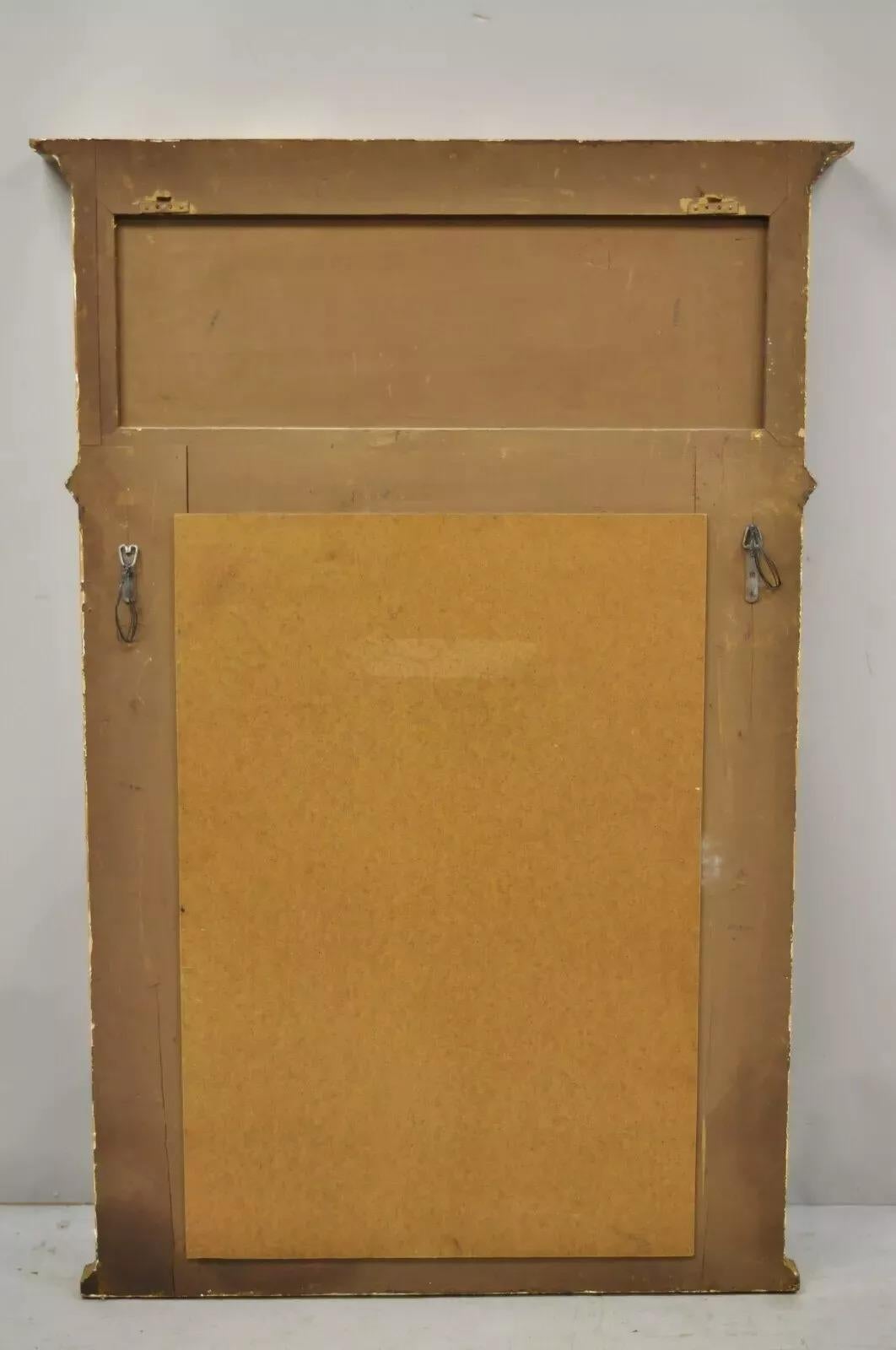 Antique Italian Neoclassical Gold Giltwood Large 58x40 Trumeau Wall Mirror For Sale 4
