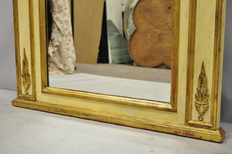 20th Century Antique Italian Neoclassical Gold Giltwood Large Trumeau Wall Mirror For Sale