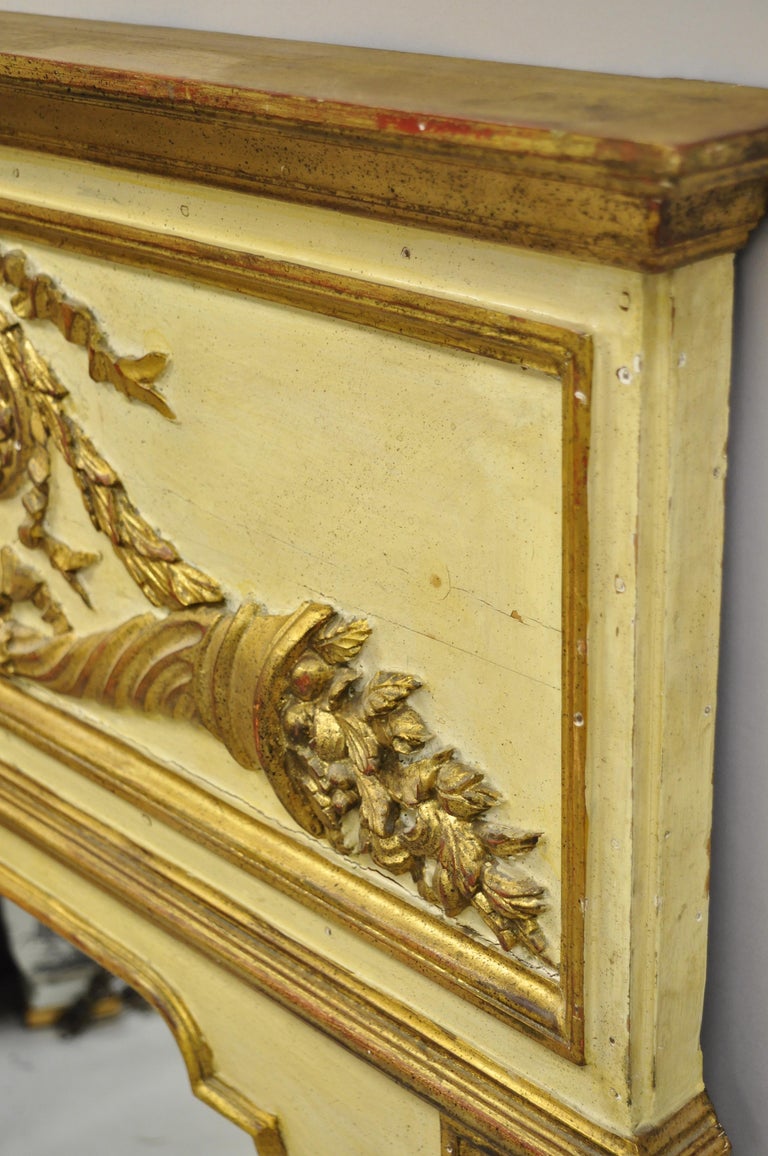 Antique Italian Neoclassical Gold Giltwood Large Trumeau Wall Mirror For Sale 5