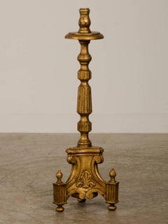 Antique Italian Neoclassical Gold Leafed Candlestick from Italy, circa 1885