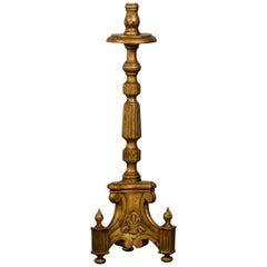 Antique Italian Neoclassical Gold Leafed Candlestick from Italy, circa 1885