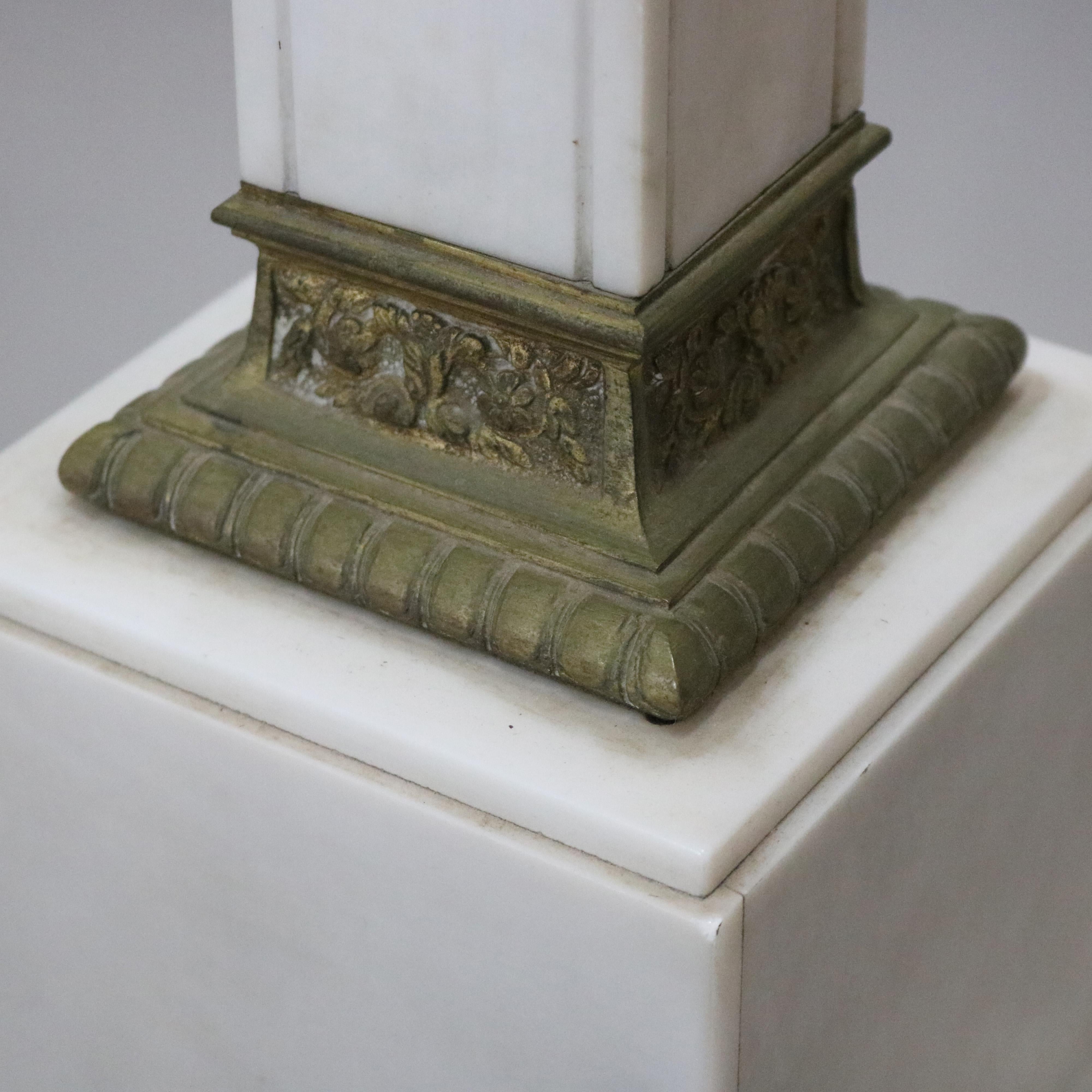 Antique Italian Neoclassical Marble and Bronze Sculpture Display Pedestal In Good Condition In Big Flats, NY