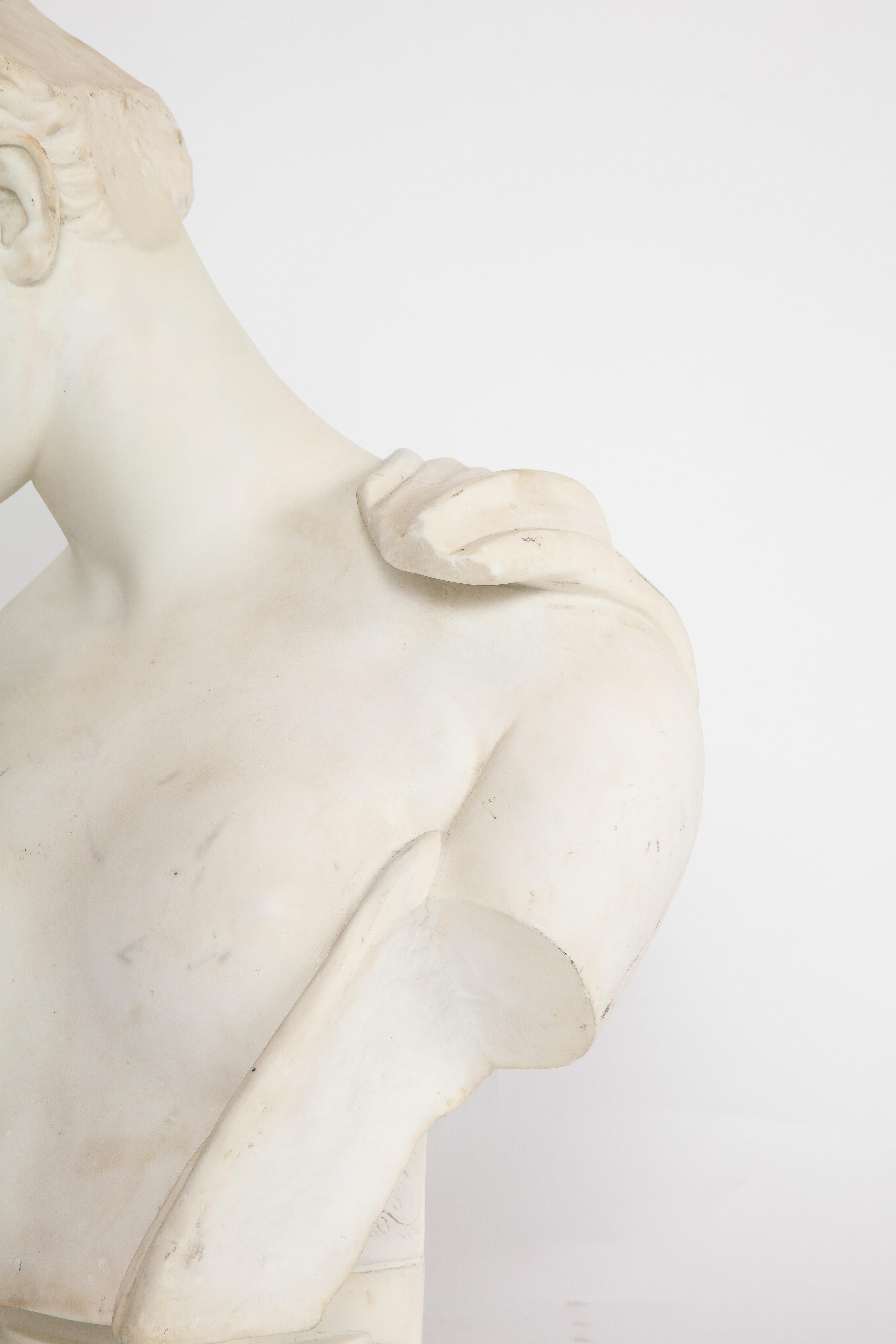 Antique Italian Neoclassical Marble Bust of Psyche, by Giuseppe Carnevale In Good Condition In New York, NY