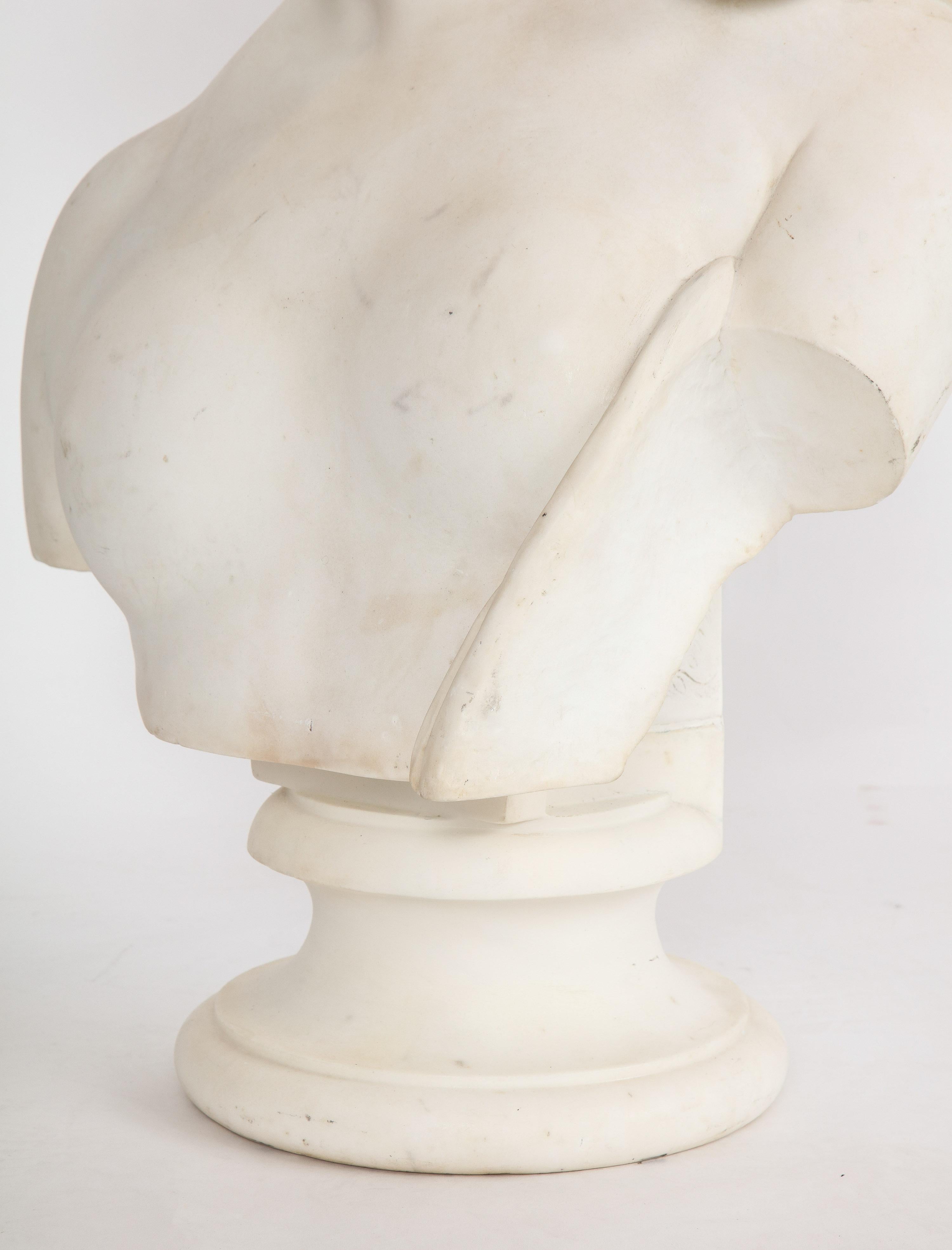 19th Century Antique Italian Neoclassical Marble Bust of Psyche, by Giuseppe Carnevale