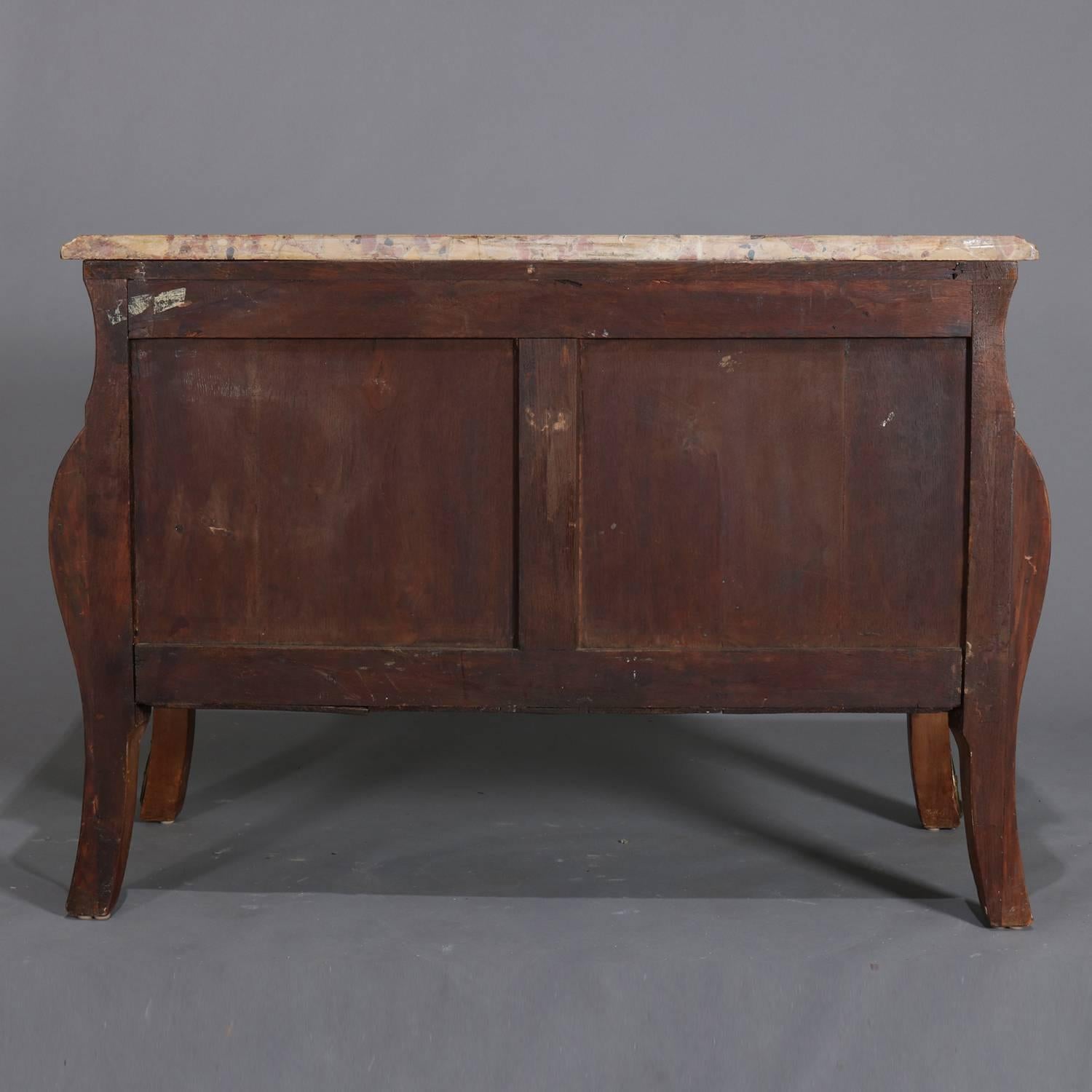 Antique Italian Neoclassical Marble-Top Inlaid Kingwood Bombe Dresser circa 1890 3