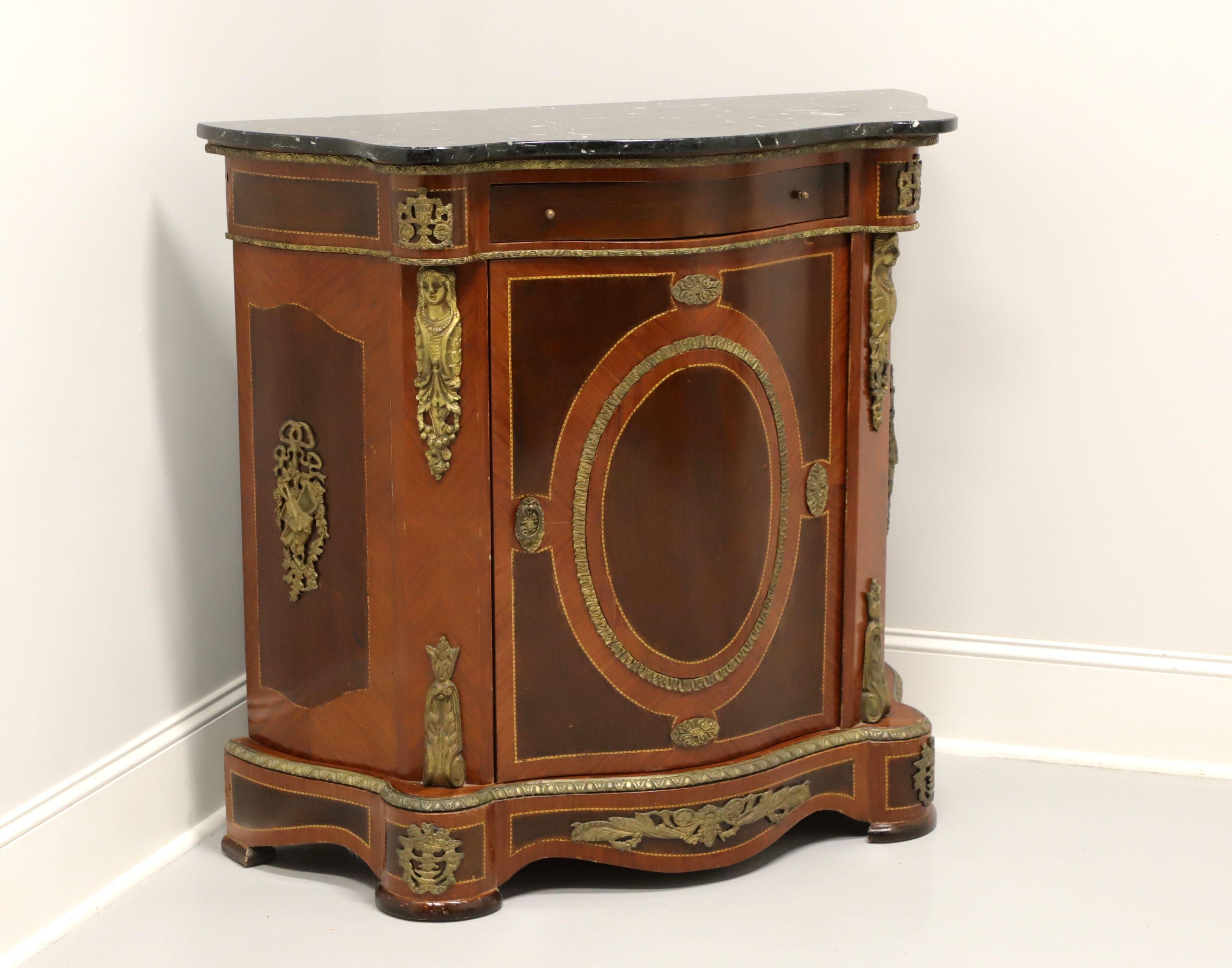 Antique Italian Neoclassical Marquetry Marble Top Console Cabinet with Ormolu  For Sale 5