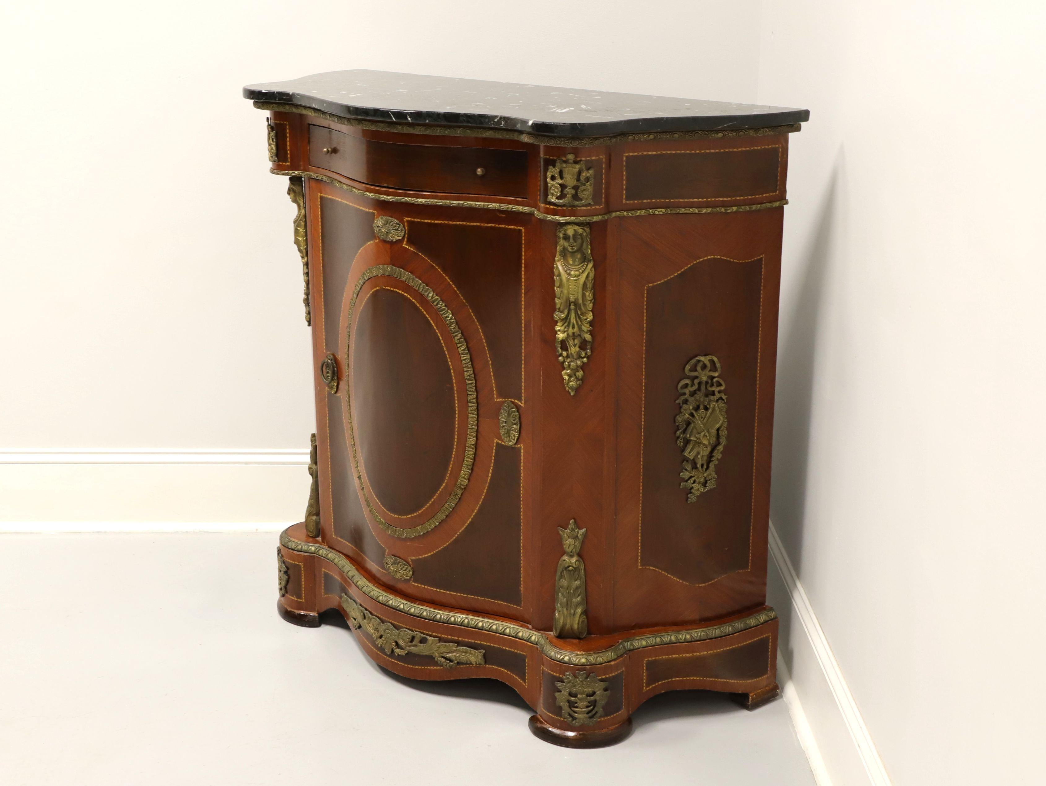 Antique Italian Neoclassical Marquetry Marble Top Console Cabinet with Ormolu  In Good Condition For Sale In Charlotte, NC