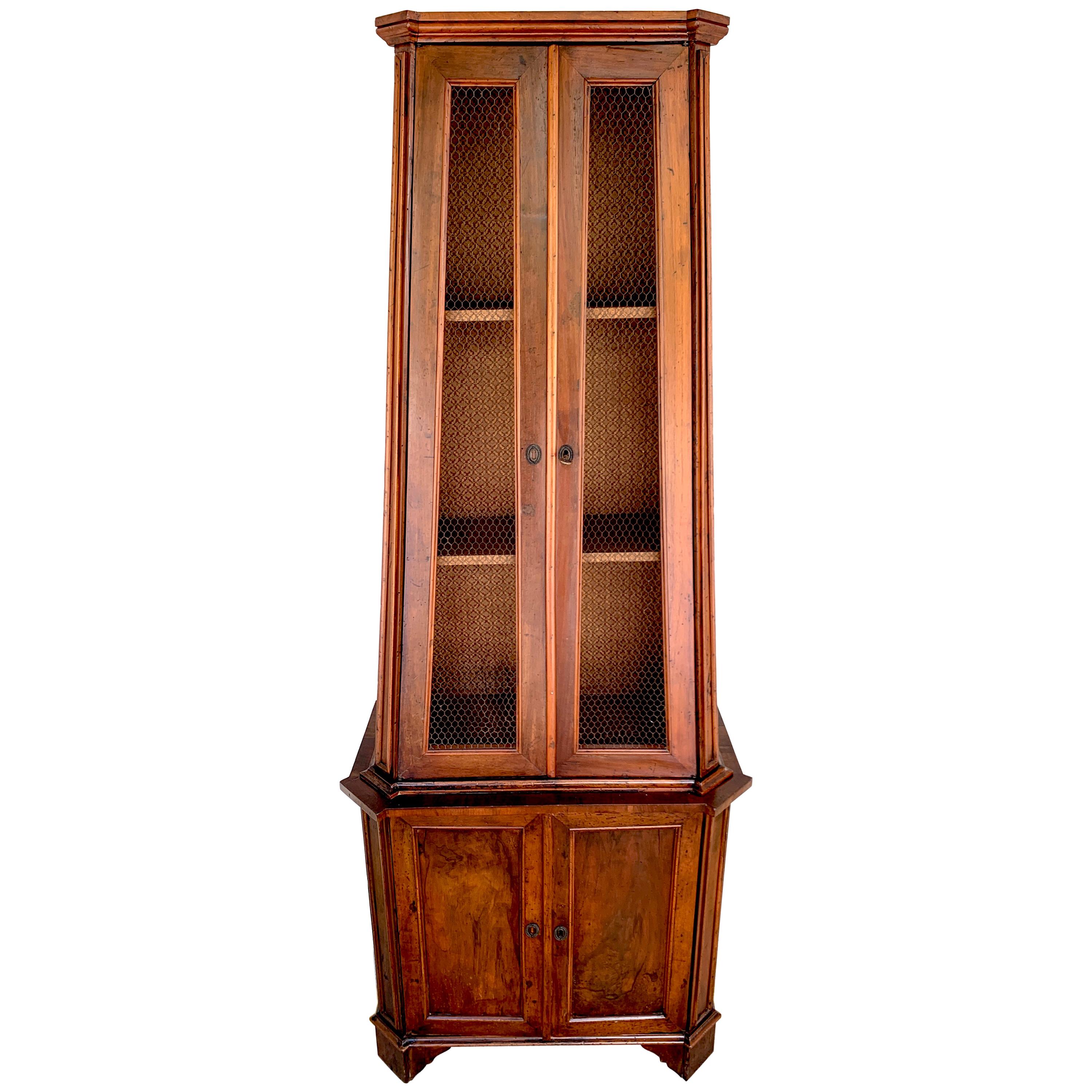 Antique Italian Neoclassical Olivewood Pyramidal Cabinet For Sale