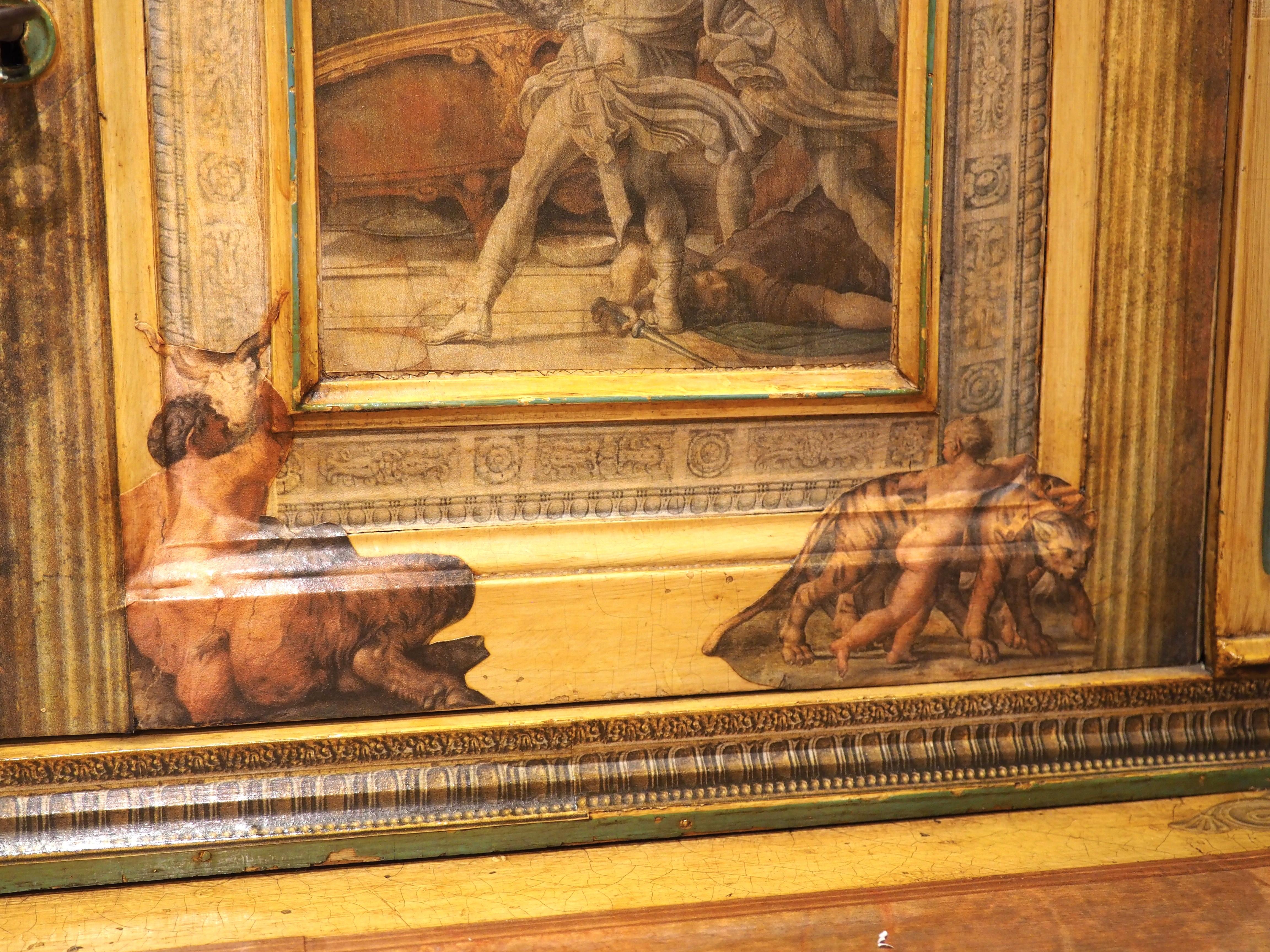 Ancien bureau de dame italien néoclassique peint et découpé, vers 1890 en vente 3
