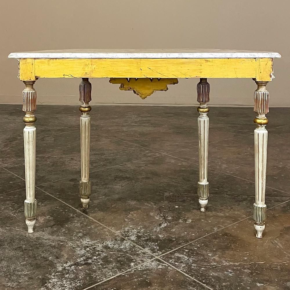 Antique Italian Neoclassical Painted Console with Travertine Top For Sale 10