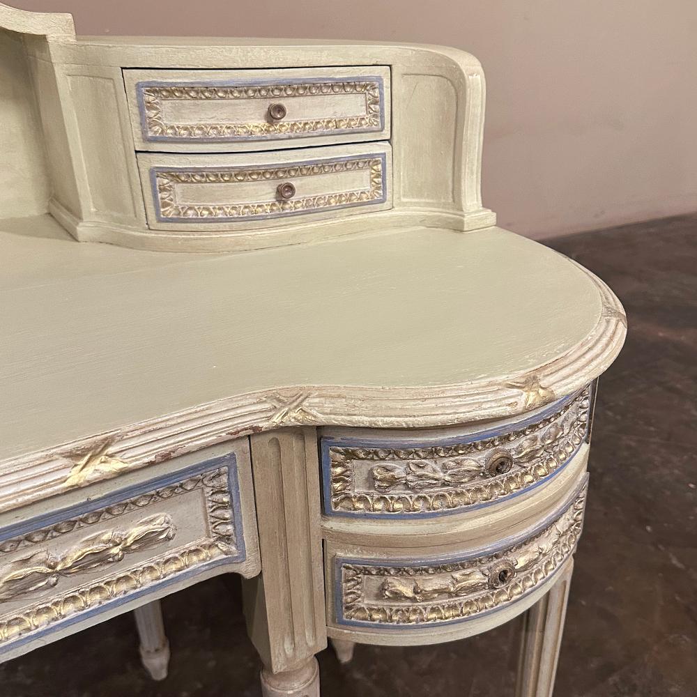 Ancienne vanité italienne néoclassique peinte en forme de rein ~ Commode en vente 12