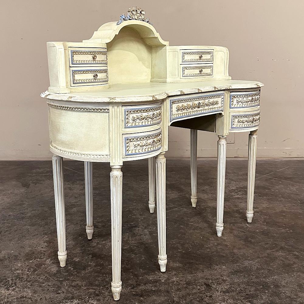 Ancienne vanité italienne néoclassique peinte en forme de rein ~ Commode Bon état - En vente à Dallas, TX